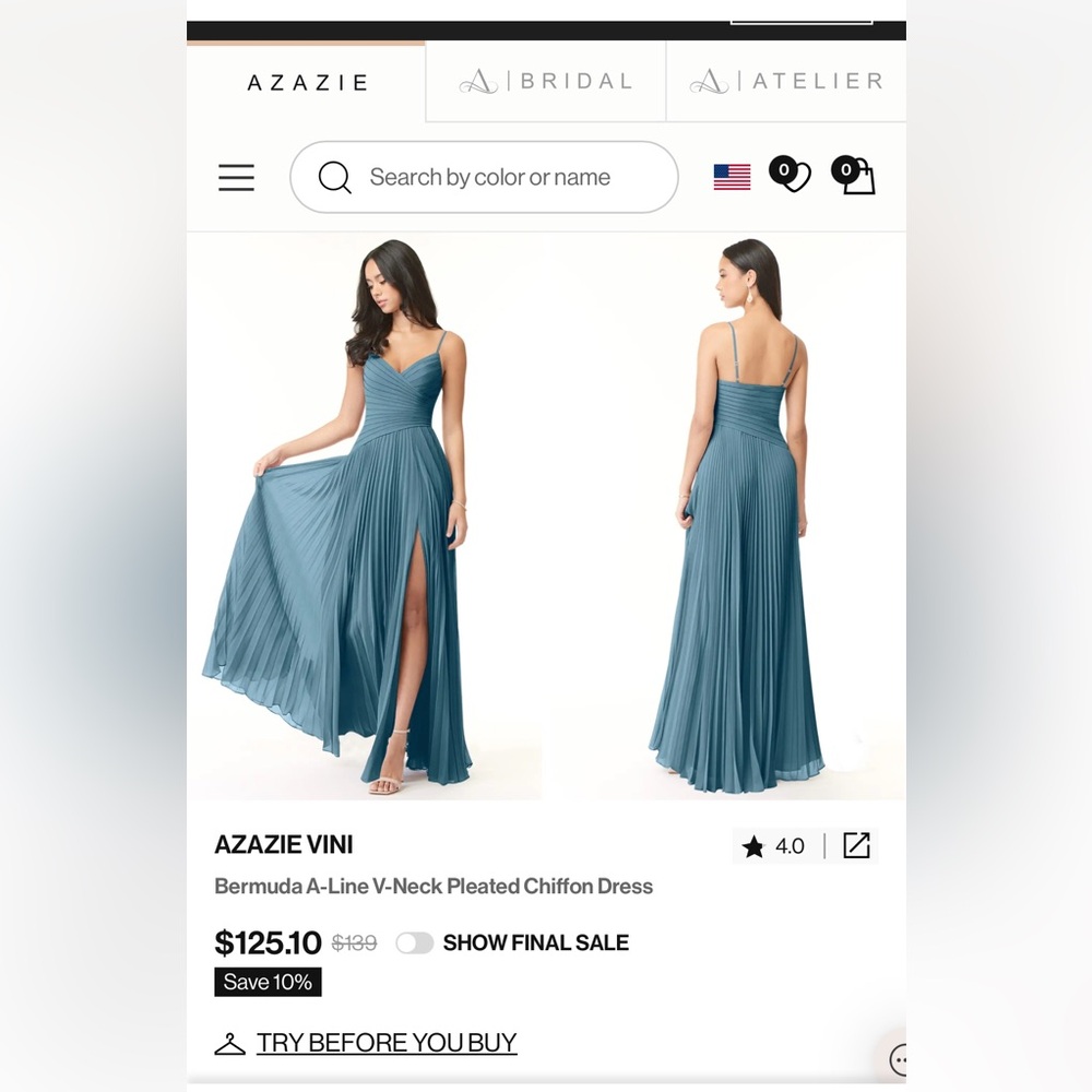 Azazie Blue Pleated Maxi Dress Spaghetti Strap Sweetheart